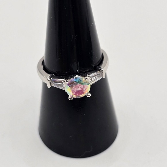 AB Rhinestone Ring 925 Silver Plated Size 8 Womens Fashion Jewelry - Picture 1 of 7